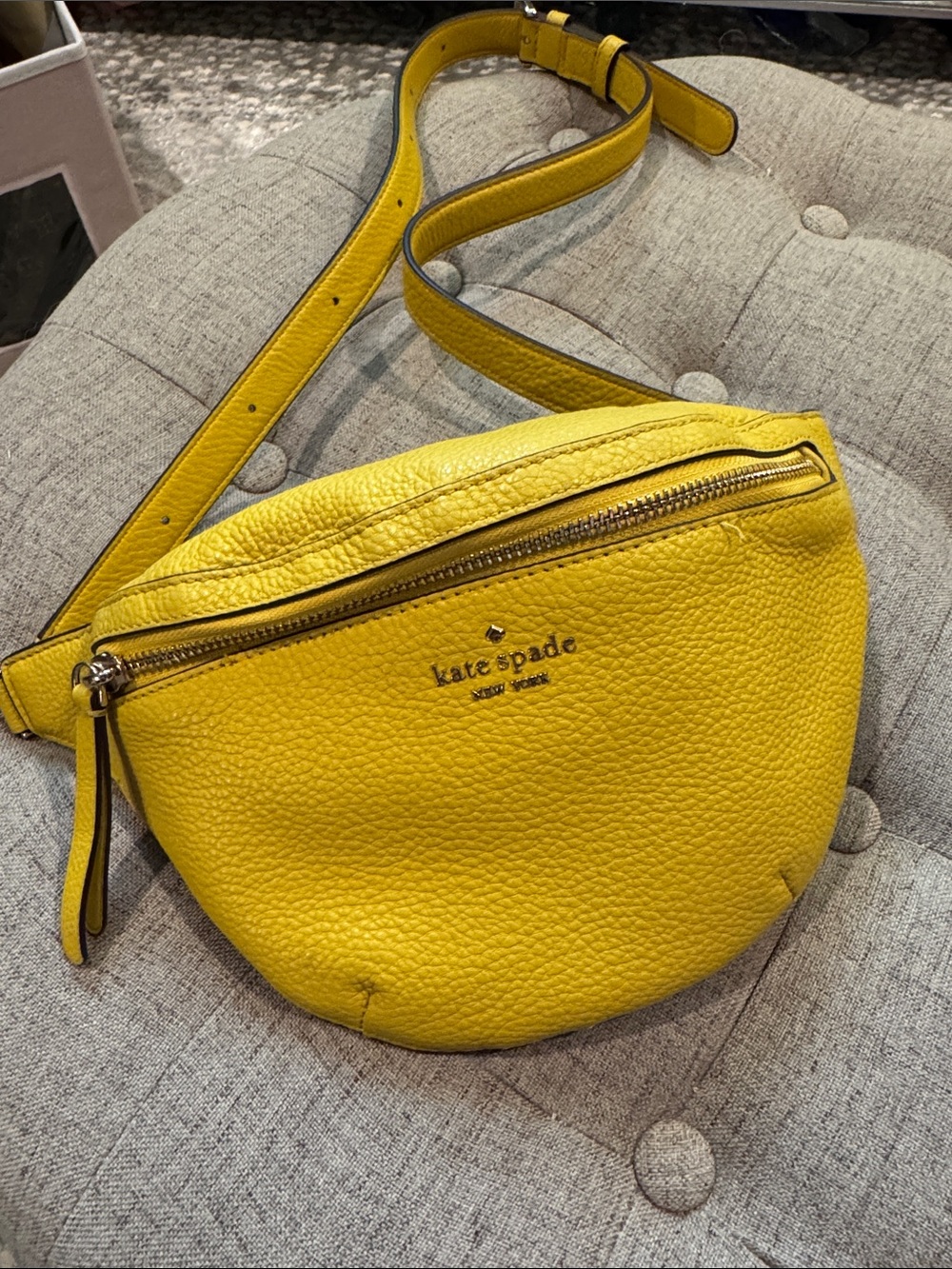 kate spade Yellow Pebbled Leather Crossbody Belt Bag
